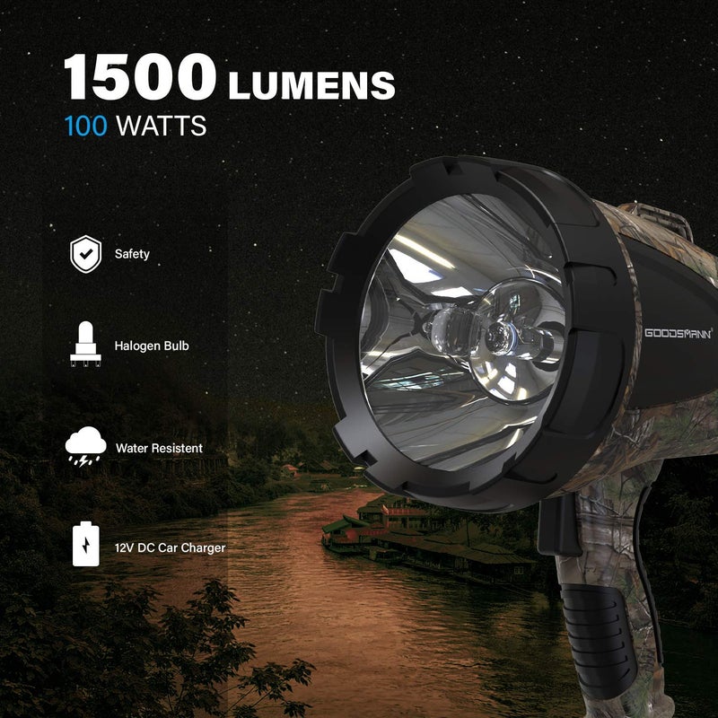 GOODSMANN Spotlight Camo Hunting Spot Lights 12 Volt Marine Spotlight Tacticpro 1500 Lumen RealtreeÂ® Xtra Halogen Boat Spotlighting 9924-H102-01 - Image 3